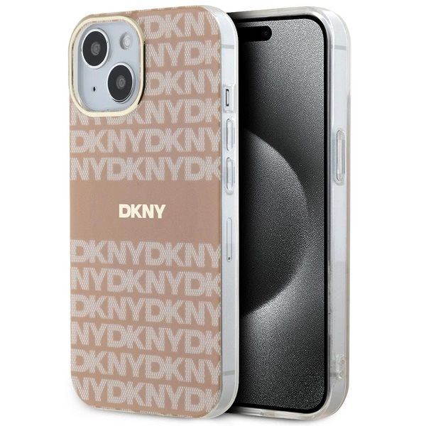 DKNY IML Mono & Stripe MagSafe-deksel til iPhone 15 Plus / 14 Plus - Rosa