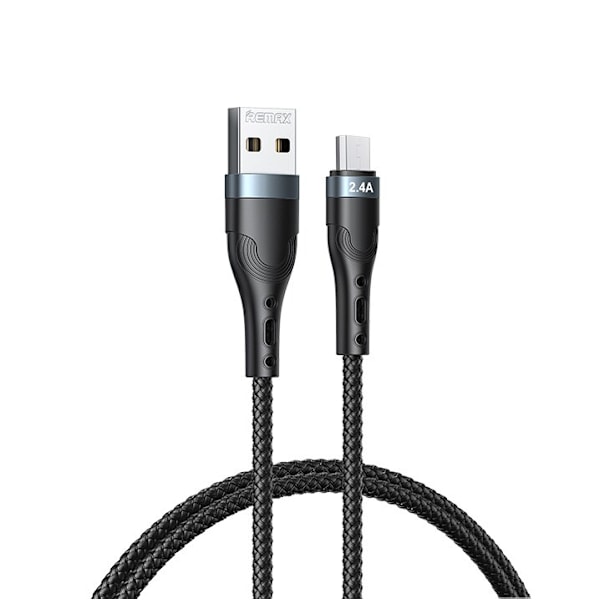 Remax USB - mikro USB-kabel for lading og dataoverføring 2,4A 1m svart (RC-C006)