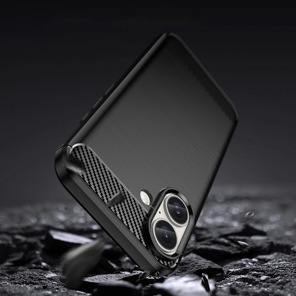 CARBON CASE SILIKONE ETUI TIL IPHONE 16 - SORT
