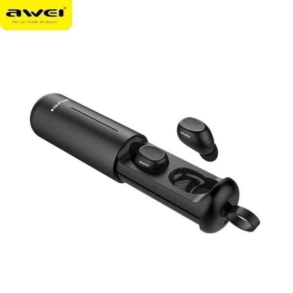 AWEI Bluetooth 5.0 T55 TWS hörlurar + dockningsstation svart/svart