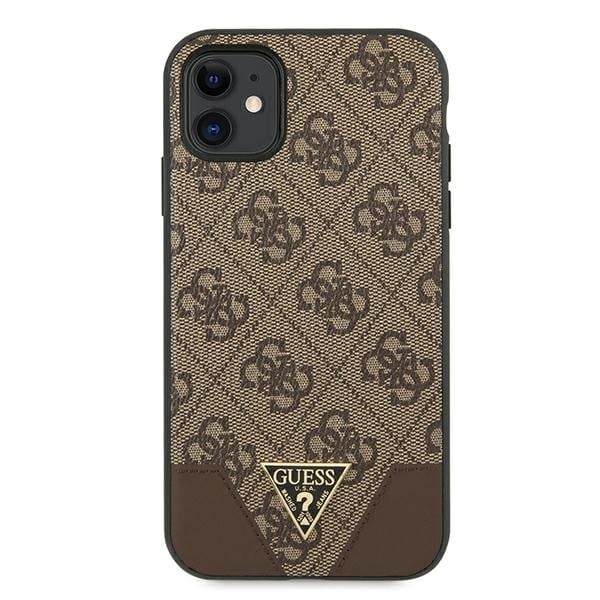 Guess GUHCN61PU4GHBR iPhone 11 6.1" / Xr 6.1" brunt/brunt hårdfodral 4G Triangle Collection