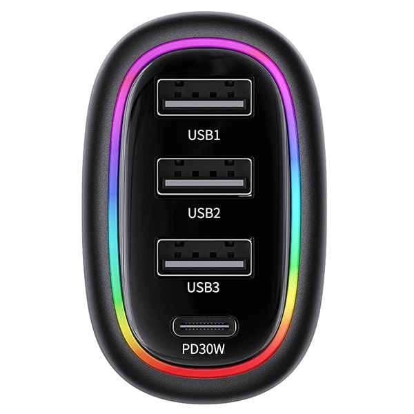 USAMS Lad. ensam. 1xUSB-C 3xUSB-A C34 48W 3A+C PD Snabbladdning svart/svart CC170CC01 (US-CC170)