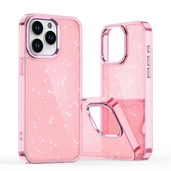 GLITTER COVER TIL IPHONE 16 PRO - PINK MED GLITTER