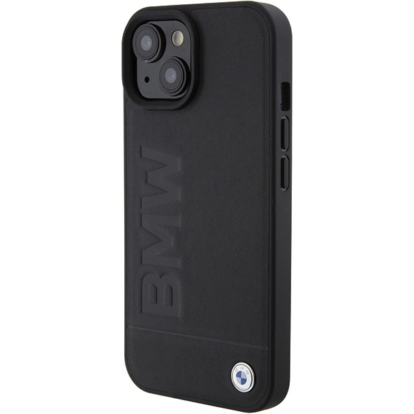 BMW MAGSAFE LÆDER HOT STAMP ETUI TIL IPHONE 15 PLUS - SORT