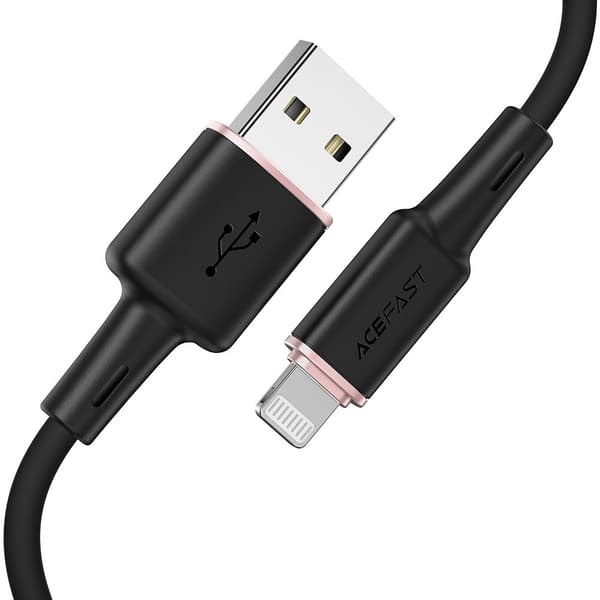ACEFAST KABEL LANG STÆRK MFI USB - LYN 1,2M 2,4A SORT