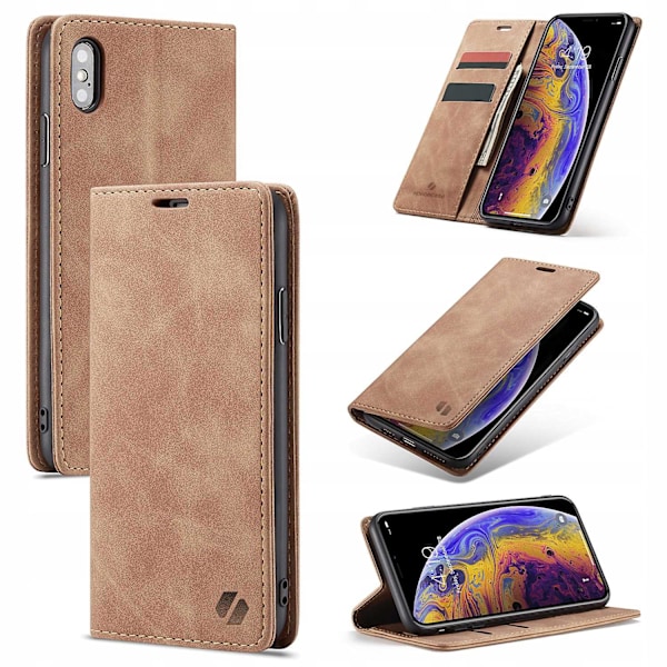 Spacecase Fodral För Iphone Xs Max Sc Plånbok Ljusbrun