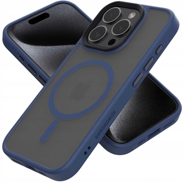 Spacecase Hybrid-Fodral För Magsafe För Iphone 15 Pro Mörkblåt Skal