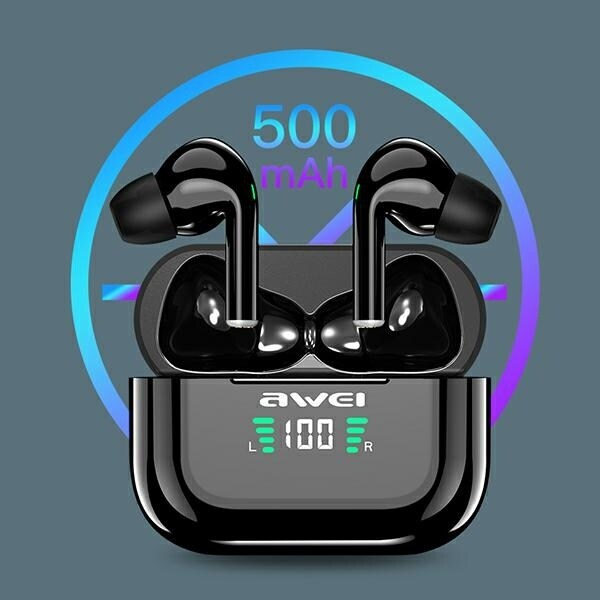 AWEI Bluetooth 5.1 T29P TWS hörlurar + dockningsstation svart/svart