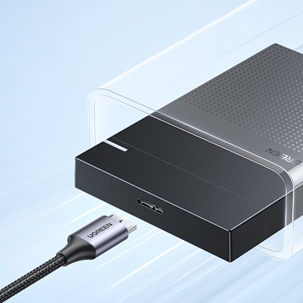 USB C - Micro USB B 3.0-kabel 5Gb/s 3A 1m Ugrønn US565 - grå