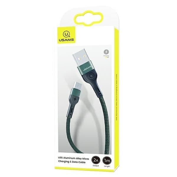 USAMS Flätad kabel U55 2A micro USB grön/grön 1m SJ450USB02 (US-SJ450)