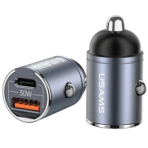 USAMS Lad. ensam. 1xUSB+1xUSB-C C38 30W PD Snabbladdning med inbyggd stål-/lackring CC206CC01 (US-CC206)