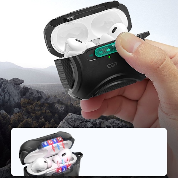 ESR CYBER FLICKLOCK HALOLOCK MAGSAFE APPLE AIRPODS PRO 1/2 SVART