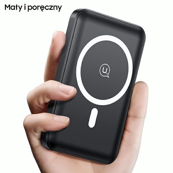 USAMS Powerbank PB64 10000mAh 20W QC3.0+PD Magnetic Wireless Fast Charge svart/svart 10KCD17301 (US-CD173)