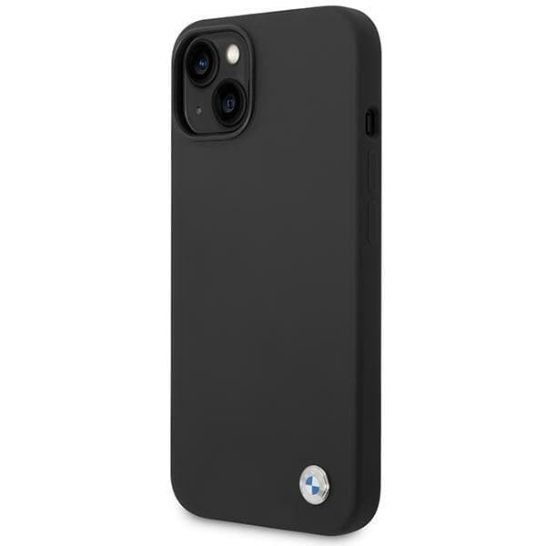 BMW SILIKONE METAL LOGO ETUI TIL IPHONE 14 - SORT