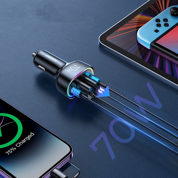 Joyroom 70 W billader med 4 porter: 2 x USB C, 2 x USB svart (JR-CL29)