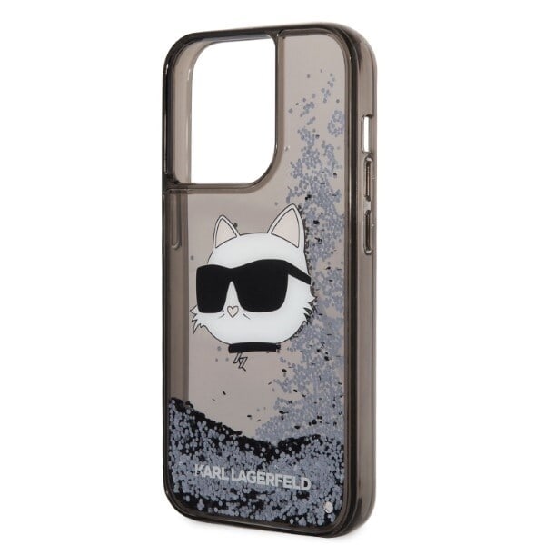 Karl Lagerfeld KLHCP14LLNCHCK iPhone 14 Pro 6.1 svart/svart hardt deksel Glitter Choupette Head