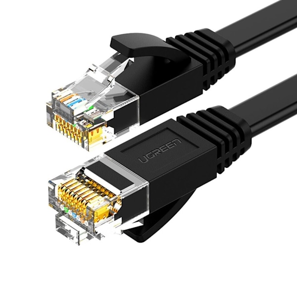 Grønn flat LAN Ethernet-kabel Kat. 6 12m svart (NW102)