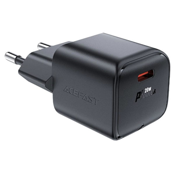 Acefast A73 Mini PD 20W GaN USB-C vegglader - svart
