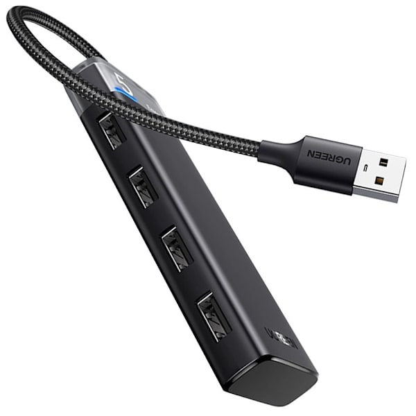 Ugreen CM653 HUB med 4 USB-A-porter og USB-A-strømledning - Svart