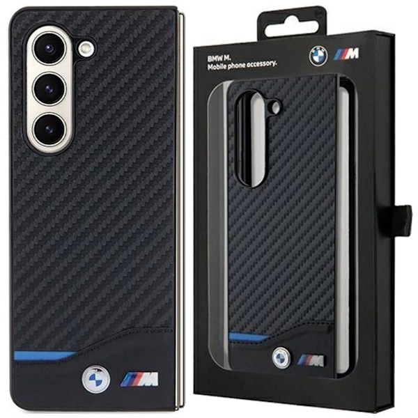BMW LÆDER CARBON ETUI TIL SAMSUNG GALAXY Z FOLD 5 - SORT