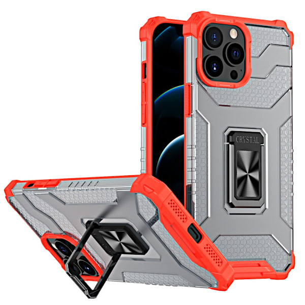 Crystal Ring Case pansret hybriddeksel + magnetisk holder iPhone 11 Pro rød