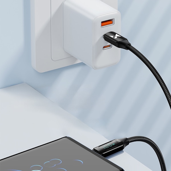 Wozinsky WUCCC1 USB C - USB C-kabel med PD-skjerm 100W 1m - Sort