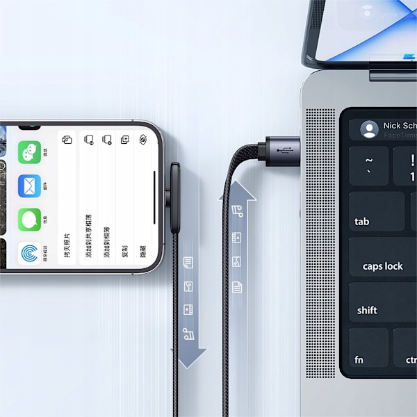 MCDODO ANGLE USB LIGHTNING PLATKABEL 36W IPHONE 12 13 14 SVART 1M