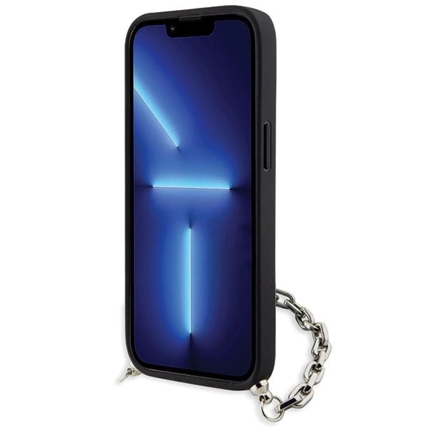 KARL LAGERFELD SAFFIANO MONOGRAM CHAIN ETUI TIL IPHONE 14 - SORT