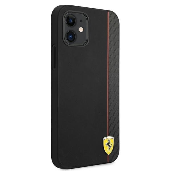 FERRARI ON TRACK CARBON STRIPE ETUI TIL IPHONE 12 MINI - SORT