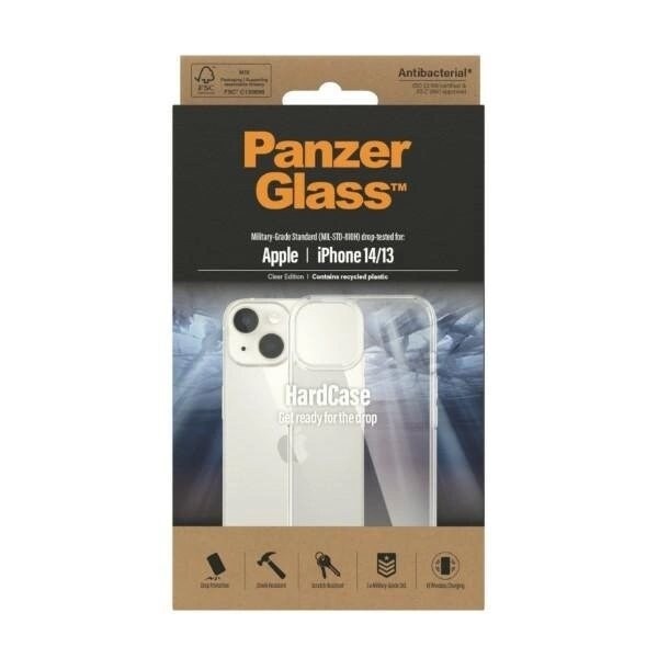 PanzerGlass HardCase antibakteriellt Military Grade certifierat fodral för iPhone 14 / 15 / 13 - transparent