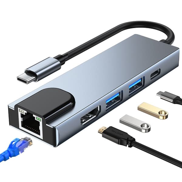 TECH-PROTECT V3-HUB ADAPTER 5IN1 GRÅ