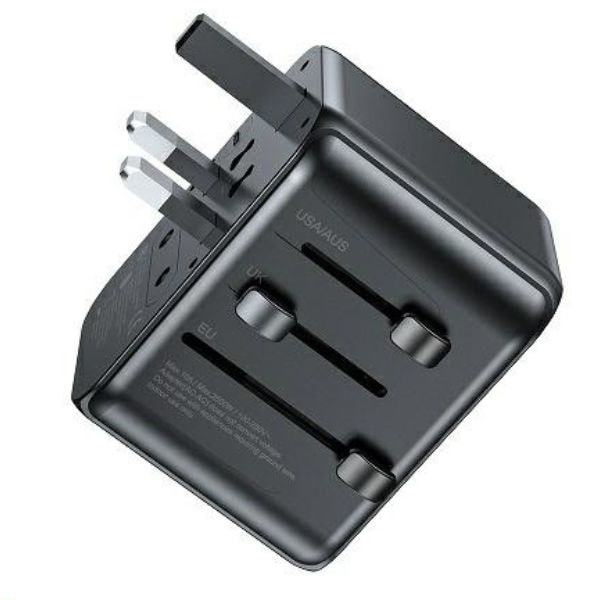 AWEI nätverksadapter 2xUSB+3xUSB-C C-39 35W 4in1 US/AU/EU/UK svart/svart Universal Travel GaN-laddare