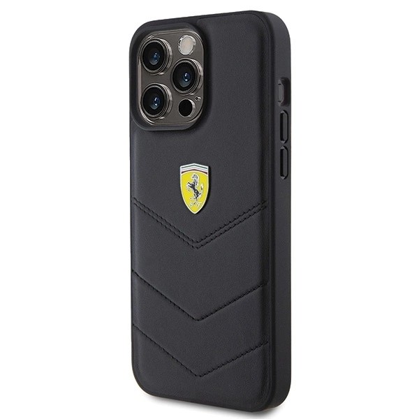 FERRARI QUILTED METAL LOGO COVER TIL IPHONE 15 PRO MAX - SORT