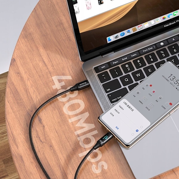 MCDODO CABLE MED DISPLAY USB-C SNABBLADDING USB TYPE C 5A 100W 1M