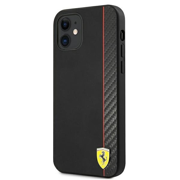 FERRARI ON TRACK CARBON STRIPE ETUI TIL IPHONE 12 MINI - SORT