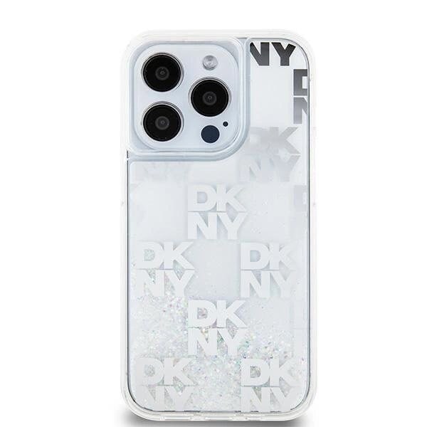 DKNY Liquid Glitter Multilogo beskyttelsesdeksel til iPhone 15 Pro - hvit