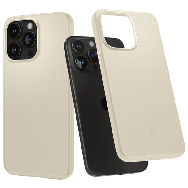 Spigen Thin Fit-deksel til iPhone 15 Pro - beige