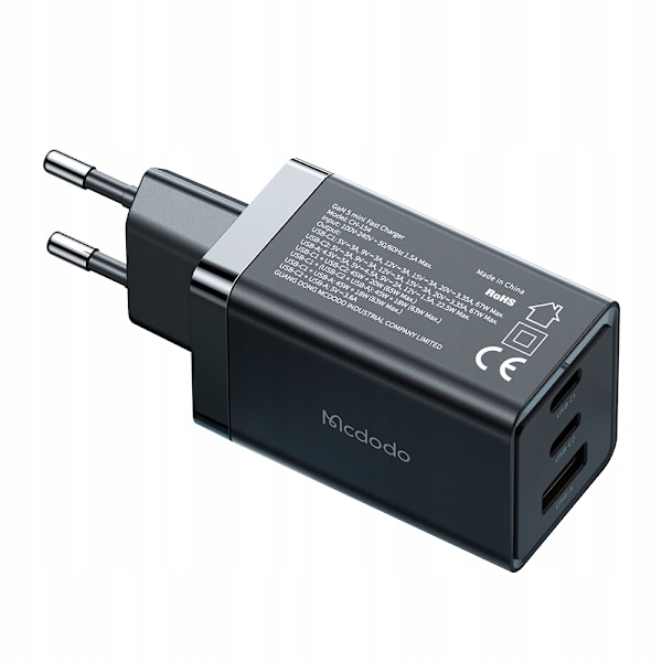 MCDODO SNABBLADDARE STRÖMFÖRSÖRJNING CUBE 3X USB-C PD USB-A GAN 67W