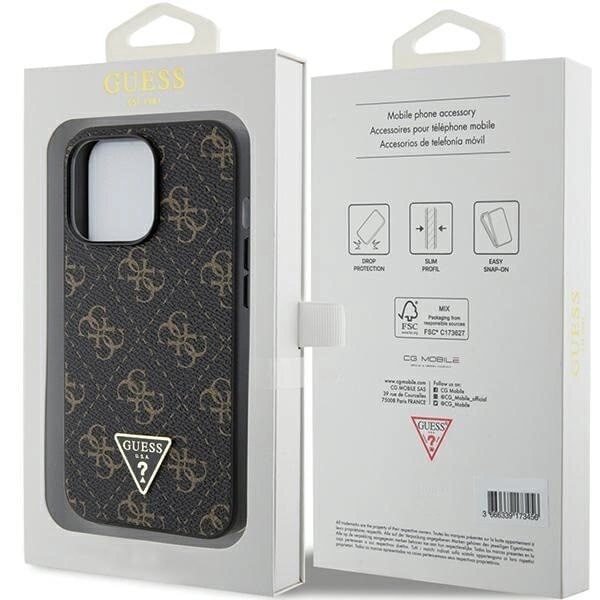 Guess 4G Triangle Metal Logo beskyttelsesdeksel til iPhone 13 Pro Max - svart