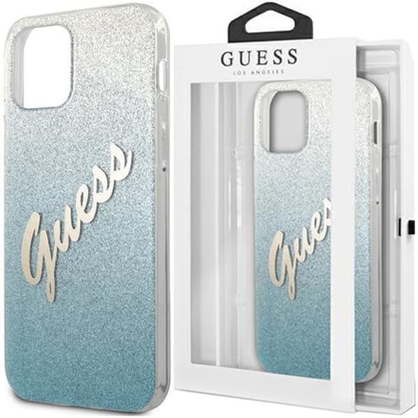 Guess GUHCP12MPCUGLSBL iPhone 12/12 Pro 6.1 blå/blå hardt deksel Glitter Gradient Script
