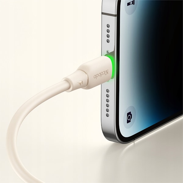 MCDODO LADDARE USB-C BLIXT SNABB LADDNINGSKABEL IPHONE 1M LED BEIGE