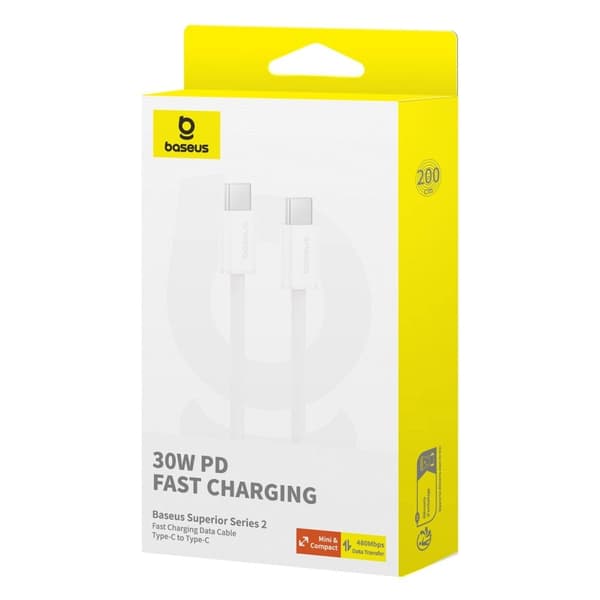 Baseus Superior Series ll USB-C - USB-C 30W 480Mb/s 2m kabel - hvit