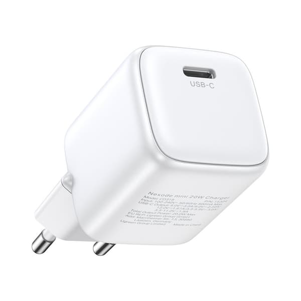 GaN 20W USB-C nettverkslader Ugreen Nexode mini CD318 - hvit