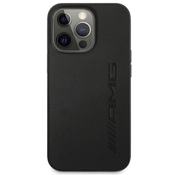 AMG LÆDER HOT STAMPED ETUI TIL IPHONE 14 PRO MAX - SORT