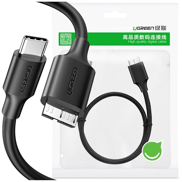 Ugrønn kabel USB Type C - mikro USB Type B SuperSpeed ​​​​3,0 1m svart (US312 20103)