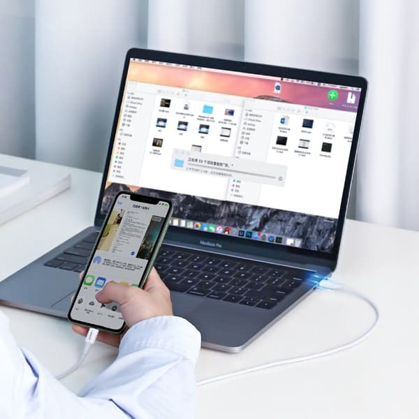 Ugrønn kabel USB Type C - Lightning 3A 0,25 m hvit (US171)