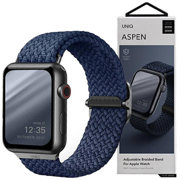 UNIQ Aspen Apple Watch-rem 40/38/41 mm Series 4/5/6/7/8/SE/SE2 Flettet blå/oxfordblå