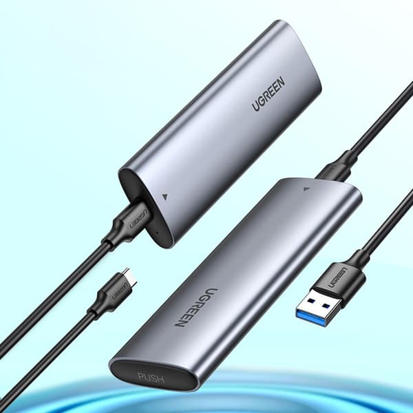 Ugreen Disk Bay-harddiskkabinett M.2 B-Key SATA 3.0 5Gbps Grå + USB Type C-kabel (CM400)