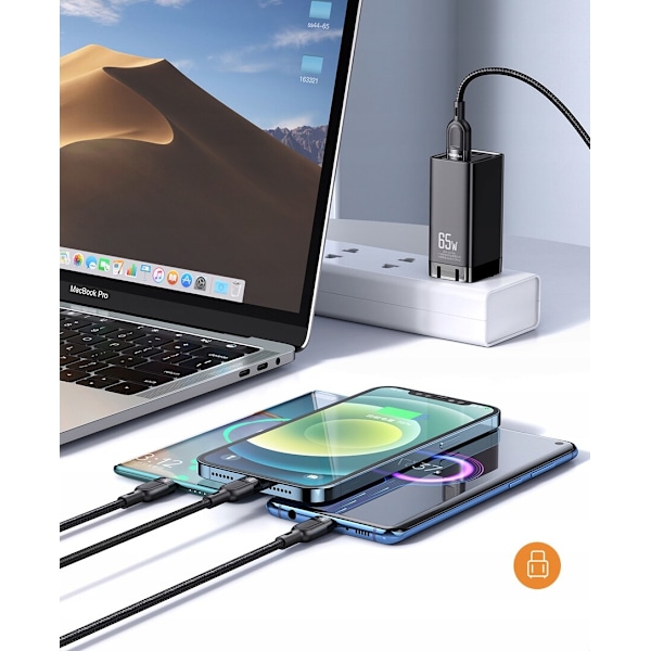 MCDODO USB-KABEL 3IN1 USB-C LIGHTNING MICRO USB SNABBLADDNING 6A 65W 1M
