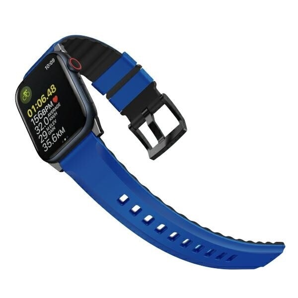 Uniq Strap Linus-deksel for Apple Watch 1/2/3/4/5/6/7/8/SE/SE2/Ultra 42/44/45/49 mm Airosoft Silicone Blue/Racing Blue